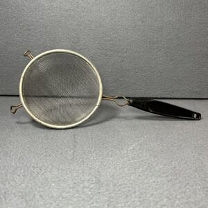 Vintage Wire Mesh Strainer Sifter 12" Black Handle Kitchen Tool